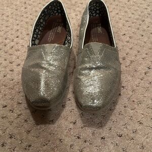 Toms Silver Glitter Flats